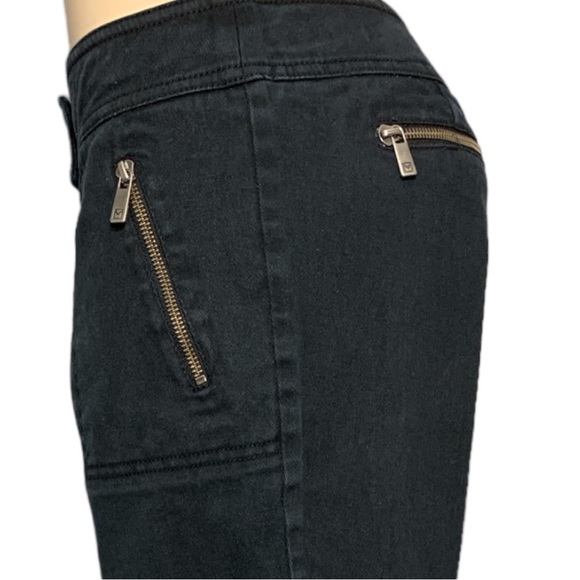 MICHAEL KORS Black Denim Embellished with Gold Hardware Zippers Size 14 - Picture 4 of 15